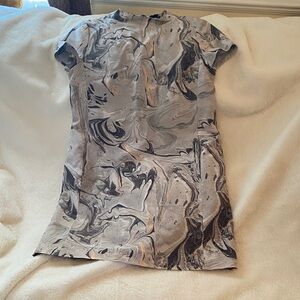 Theory Gray and Black Marble Print Dress
